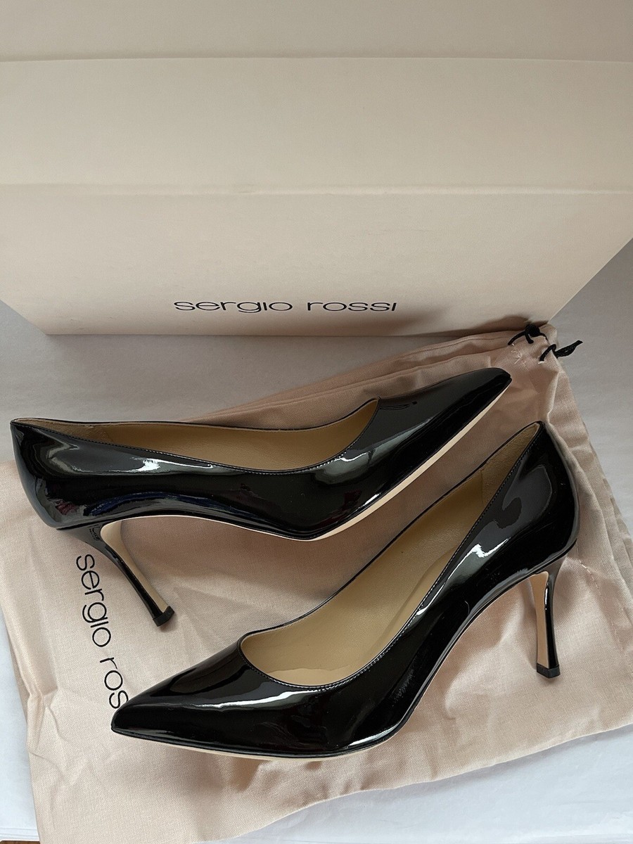 Sergio Rossi Vernice New Secret 075 Black Patent Leather Stiletto