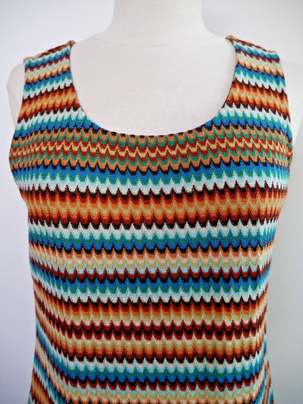 MISSONI Orange Label multi-colored wave knit tank… - image 2