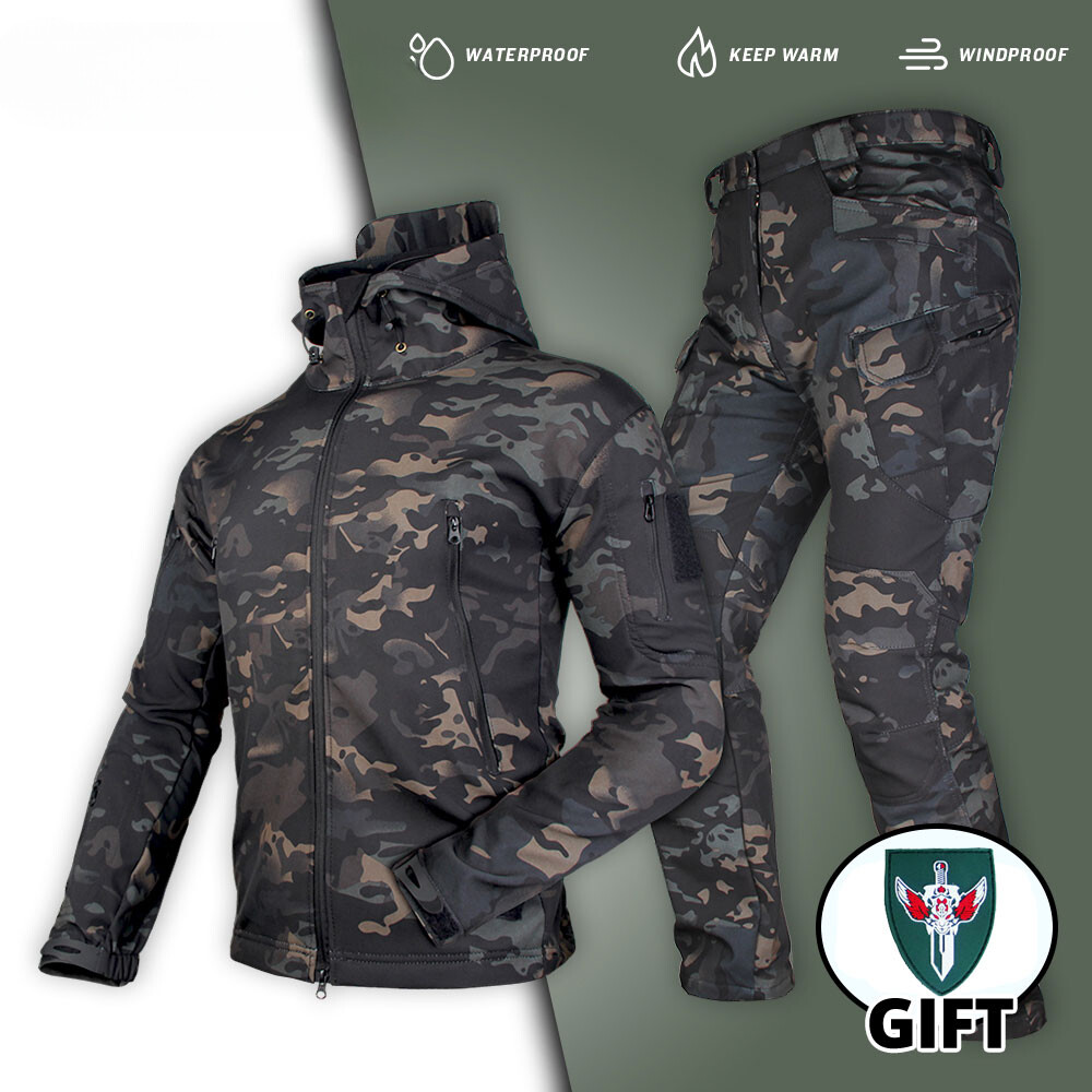 Men’s Winter Hiking Windbreaker Waterproof Soft Shell Jacket-image