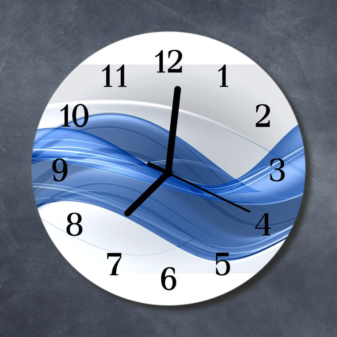 Glass Wall Clock Kitchen Clocks 30 Cm Round Silent Abstract Lines