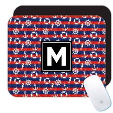 Gift Mousepad : Retro Maritime Pattern Nautical Steering Wheel Baby Shower Decor