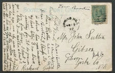 NEW BRUNSWICK SPLIT RING TOWN CANCEL POST CARD "SPRING HILL"