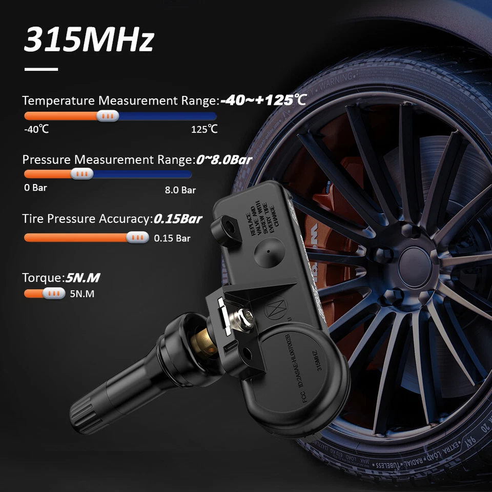 For GM TPMS 13586335 Tire Pressure Sensor For Chevy GMC Buick Set of (4) 315MHz - Imagem 4 de 4