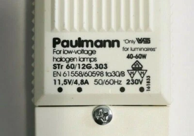 Transformador Paulmann 979.62 STr 60/12G.303 transformador de seguridad 60VA también adecuado para LED