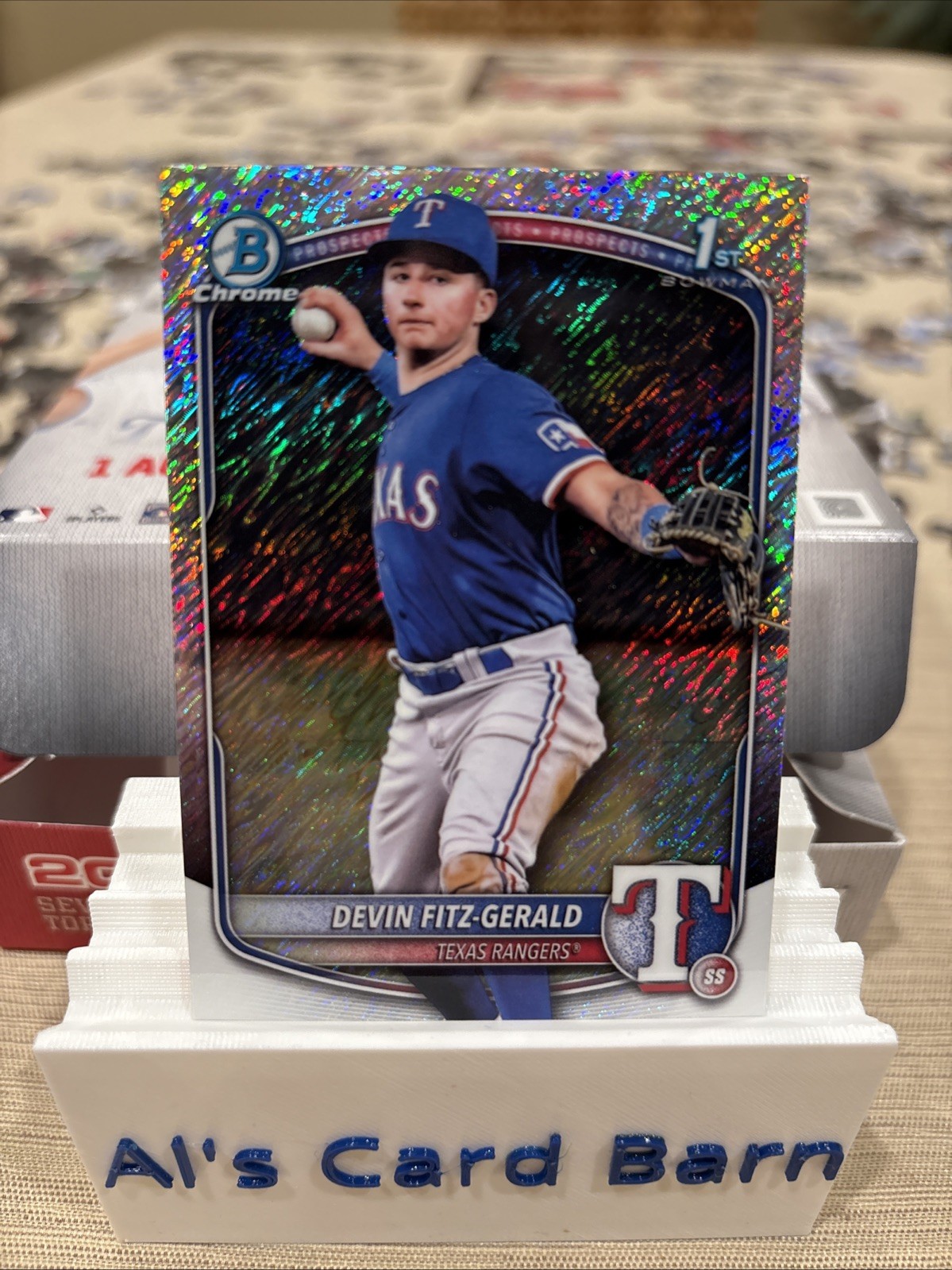 2025 Bowman Chrome 1st Bowman Devin Fitz-Gerald Shimmer Texas Rangers #BCP-158