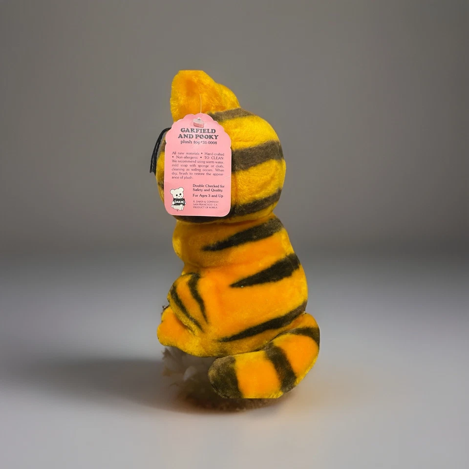 MUY RARO 1980 De colección 13" Peluche Garfield con Ojos Cerrados Abrazando Oso Pooky Dakin Foto 2 de 4