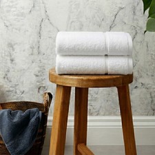 Panda Bamboo & Cotton White Hand Towels, 2 Pack