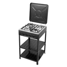 5-Burner Gas Stove Outdoor Camping Cooking BBQ Grill With 2-Tier Storage Rack