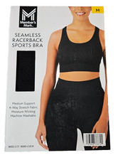 Bra Black Racerback Sports Bra Wicking Machine Wash Women's M By Members Mark