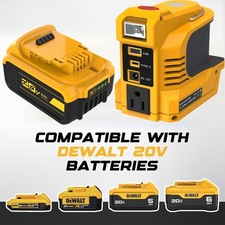Battery/220W Power Inverter For DeWalt 20V Max 5.0AH DCB205 DC20V to 110V USB-C