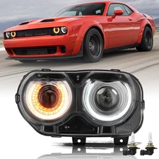 For 2015-2023 Dodge Challenger Halogen Driver Headlight W/LED DRL&Bulb Left