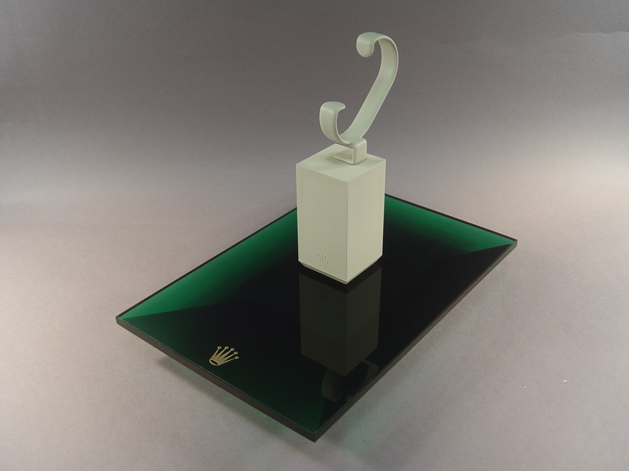 149440: display Rolex, originale, lavagna, verde acrilico, supporto orologio, set