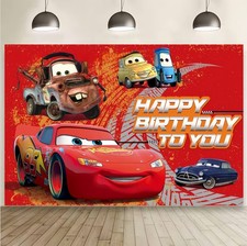 Personalised Cartoon Cars Backdrop Boy Birthday Photo Background Banner Supplies