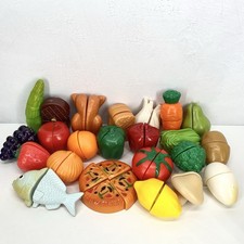 Vintage Play Food Toy Lot Pretend Playset Hook And Loop Fastener Kitchen Set