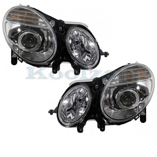 For 07 08 09 E-Class Halogen Headlight Headlamp Front Head Light w/Bulb SET PAIR