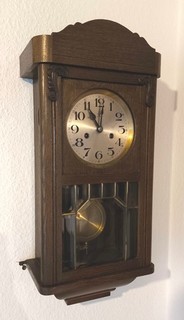 Antique Regulator Wall Clock Wooden Case with Pendulum