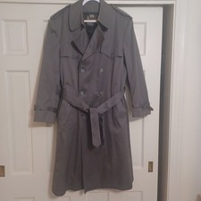 Men s London Fog Trench Coat Zip Out Lining METAL GRAY 42 REG LG POCKETSS