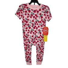NWT Wonder Nation Pajamas Girls 4T Pink Strawberry Cherry Print Snug Fit 2pc Set