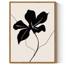 Vintage Framed Canvas Wall Art, Black Abstract Minimalist Flower Art Prints H...