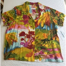 Jams World Hawaiian Shirt Women's Large 90s Tropical Beach Vacation Festival NWT