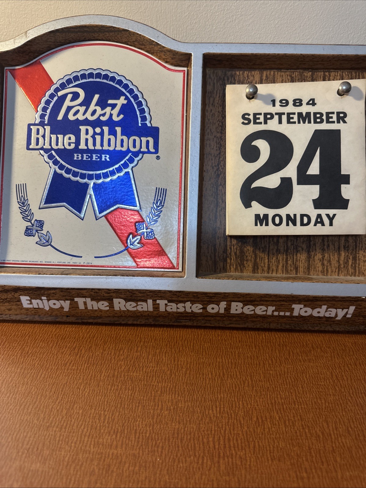VINTAGE PABST BLUE RIBBON BEER CALENDAR SIGN 1984 Calendar Pages