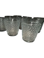 9 Libbey Clear Glass Hobnail Tea Light Candle Votive Holders Set Vintage