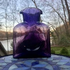 MCM Blenko Dark Amethyst Purple Double Spout  Glass Pitcher Water Bottle 384