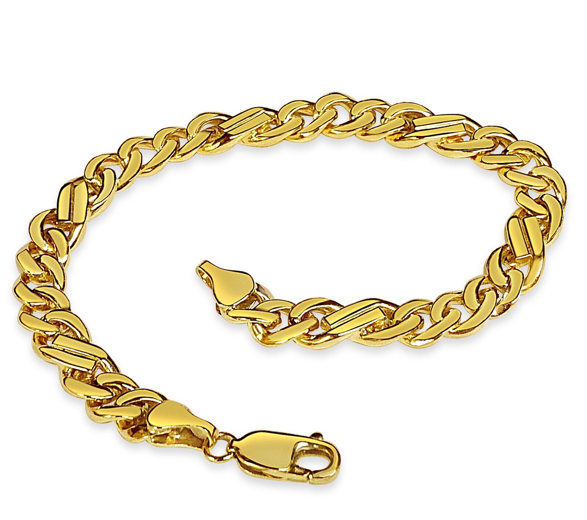 18k Solid Yellow Gold Handmade 7mm Curb Link Bracelet, 7