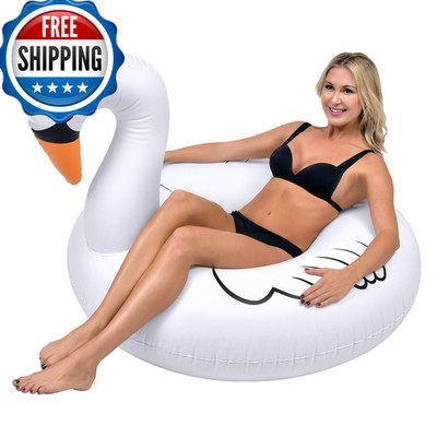 Gofloats Swan Party Tube Inflatable Raft Float In Style For Adults And Kids