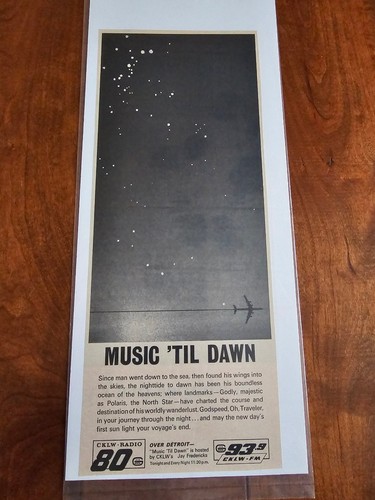 CKLW Radio Magazine Ad Music 'Til Dawn 1950s Vintage Broadcast