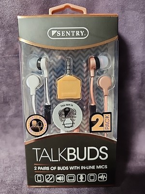 Sentry Talk Buds 2 Pairs of Buds With in-line Mics Rose Gold / Pink & White NIP