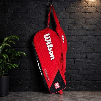 Wilson Tour Red Black Tennis Racket Bag Shoulder Carry 2 Racquet Case Preowned