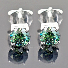 Tachuelas solitarias de diamantes azules de 1,00 quilates - ¡Gran brillo y brillo! Tarifas gratuitas.