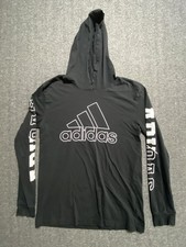 ADIDAS Womens Graphic Hoodie Jumper Black Cotton Size L-14/16