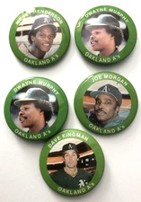 VTG 5-Oakland A's MLB Baseball Pin Button-1 1/4"-kingman murphy morgan #1