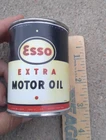 Vintage Esso Extra Motor Oil Can Coin Bank Advertising Red Blue