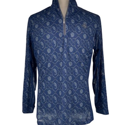 Romfh Equestrian Women's XL Blue Long Sleeve 1/4 Zip Shirt Chill Factor