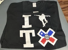 I Skate TX T Shirt. Skate Boarding Shirt Black Size XL