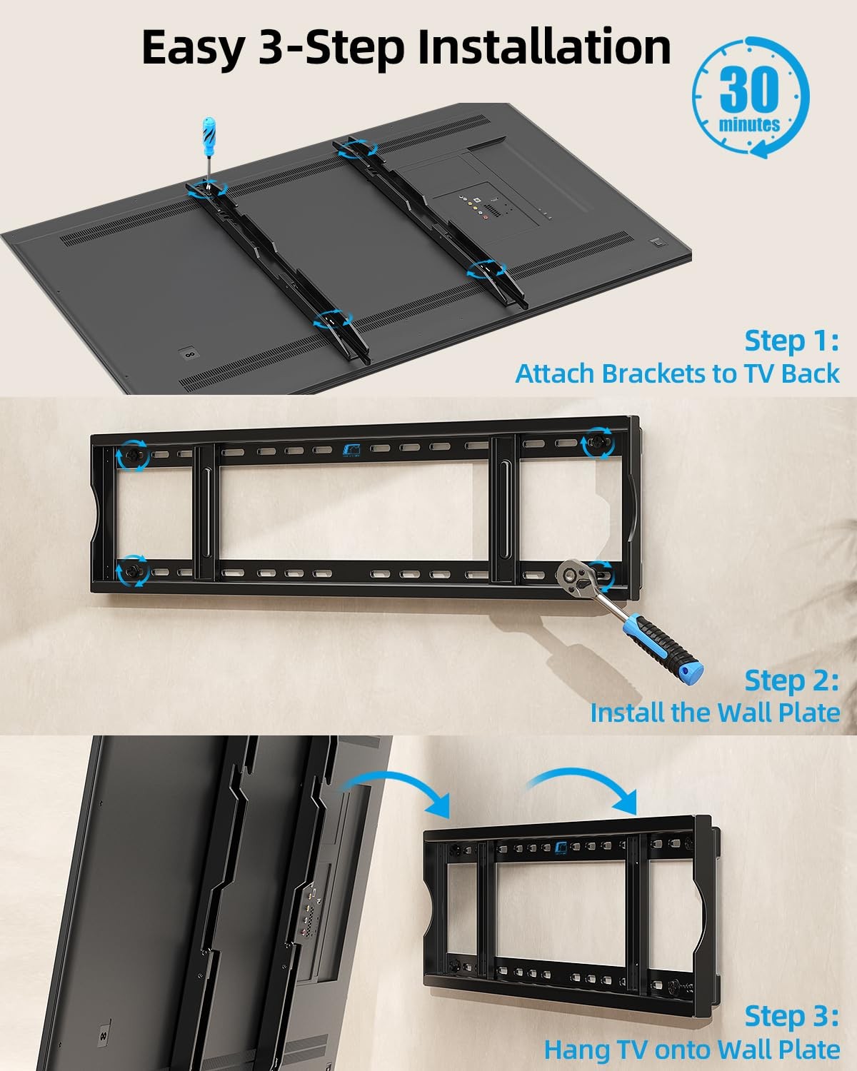 Heavy Duty TV Wall Mount for 48-150 inch Large TVs up to 330 LBS & 900x600mm ...