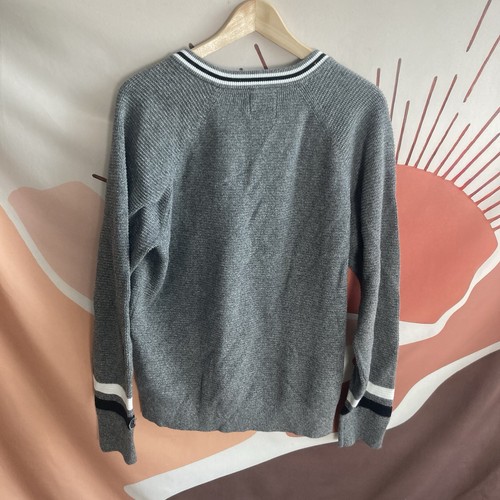 Todd Snyder Champion Gray Stripe Waffle Knit Reverse Weave Sweatshirt Sz Large - Picture 2 of 7
