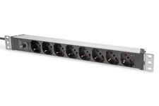 DIGITUS 1UH-Aluminium-PDU, 8-Fach Italienischer Ausgang, 10A St, 250VAC 50/60Hz,