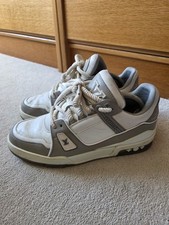 LOUIS VUITTON LEATHER LV TRAINER WHITE / GREY UK7 RRP£965