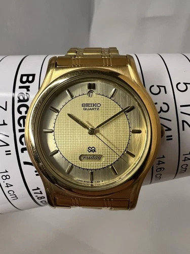 Vintage Seiko SQ Gold Day Date Quartz Men’s Watch 5Y23-7080 Japan Rare