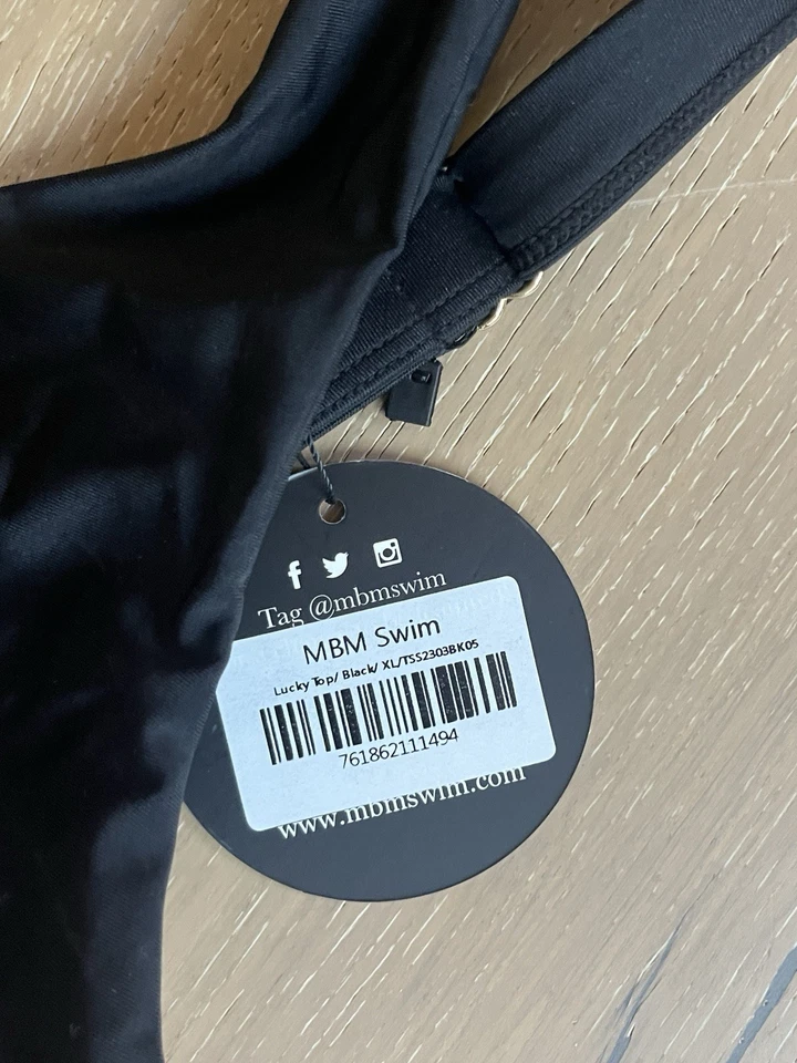 MBM Swim Lucky Top & Bottom Black Swim Suit Bikini XL Womens - Image 3 of 4