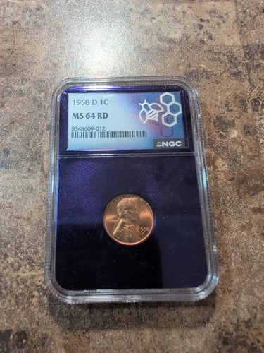 1958-D Lincoln Penny MS64 RD Red 1C Wheat Cent MS 64 Purple Core
