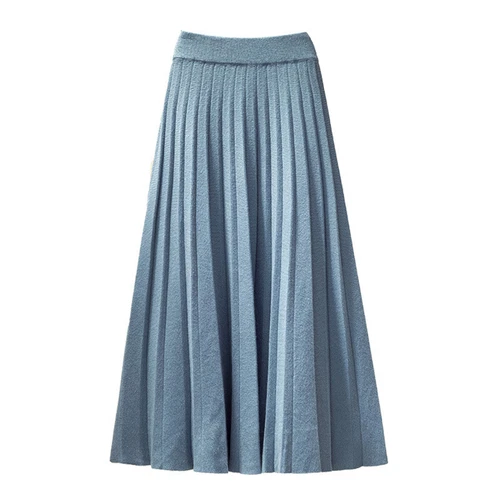 Women Fall Knitted Pleated Skirt Elastic High Waist Winter Swing A-line Casual - Bild 7 von 31