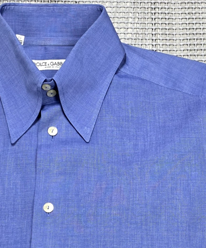 Camisa de vestir Dolce Gabbana para hombre 15 3/4-40 abotonada manga larga azul algodón Italia Foto 4 de 4