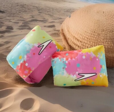 Speedo Kids Inflatable Fabric Armbands Lemon Peel Color Splash Ages 2-12 NEW