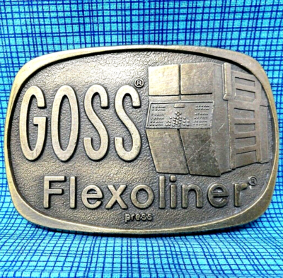 #ad GOSS Flexoliner Printing Press Promo Belt Buckle Lithography Vtg 70s .CPA126 $24.99
