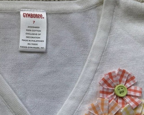 Gymboree White Cardigan Sweater Shrug Ribbon Flowers Freshly Picked Size 7 - Picture 3 of 3